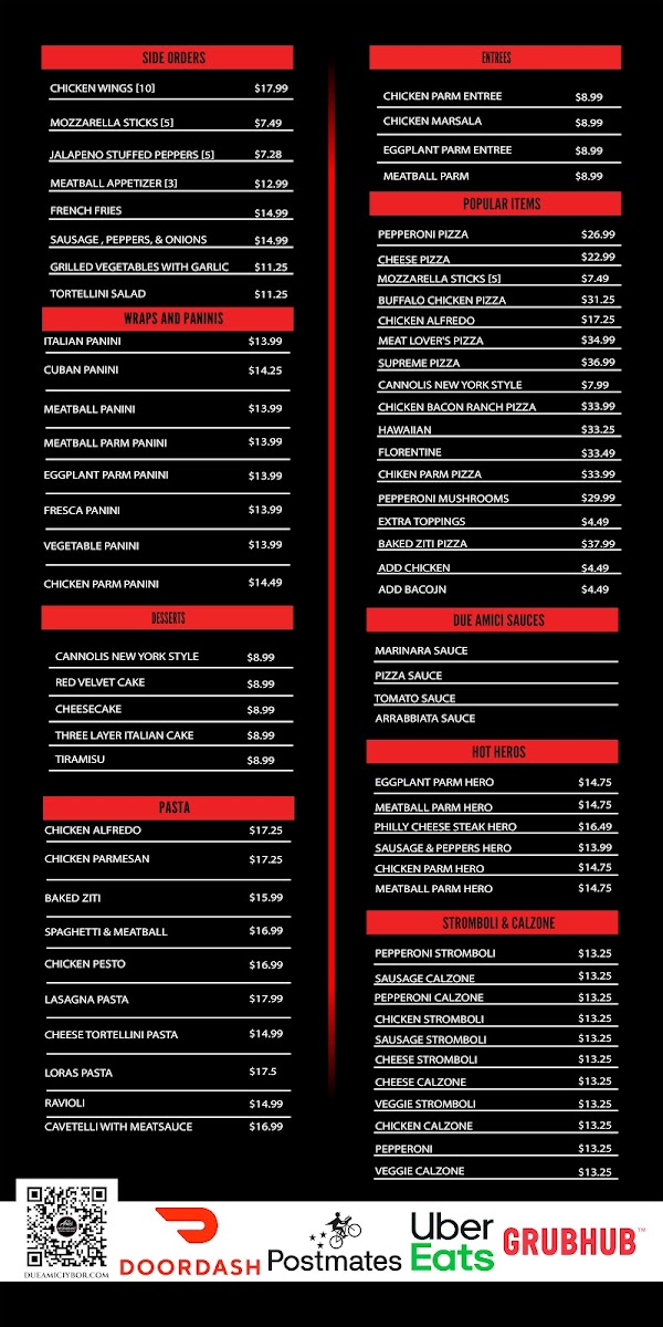 Due Amici Pizza & Pasta Bar Menu - Image 4